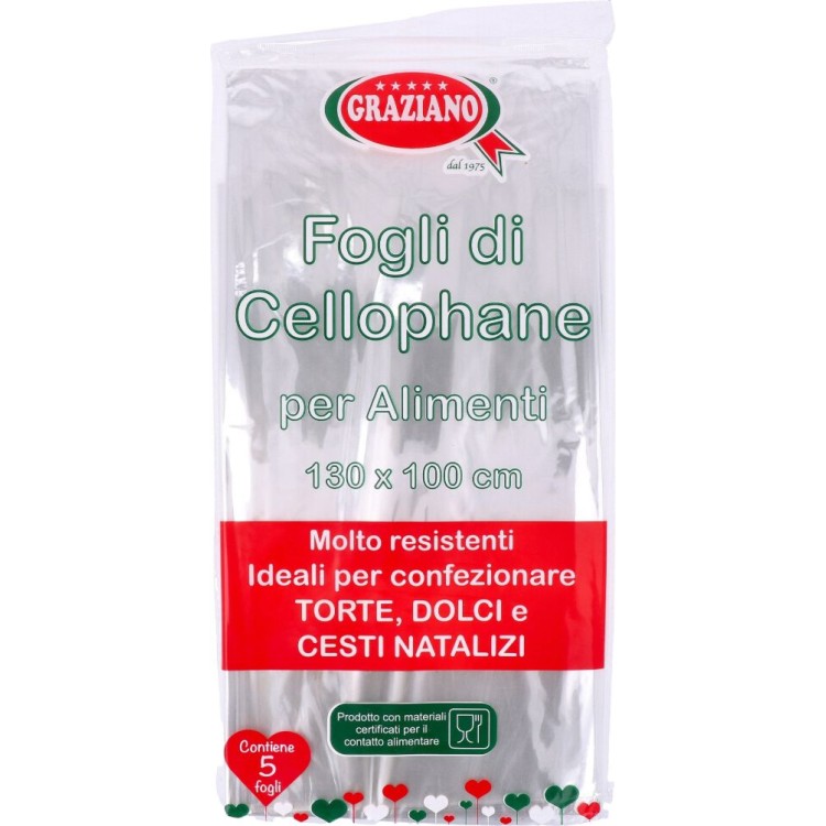 FOGLI CELLOPHANE TRASPARENTI 5 PZ 130 x 100 cm