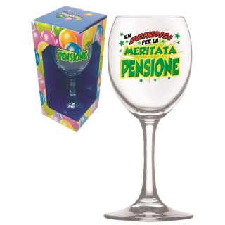 Calice   per vino o spumante  PENSIONE - 1 pezzo - in vetro- con stampa PENSIONE