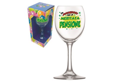 Calice   per vino o spumante  PENSIONE - 1 pezzo - in vetro- con stampa PENSIONE