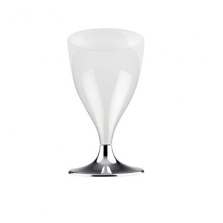 CALICE EASY CON GAMBO NICKEL CROMATO 200cc - Trasparente+ Gambo Metal - Confezione da 6 pezzi - Premium Quality - GOLD PLAST