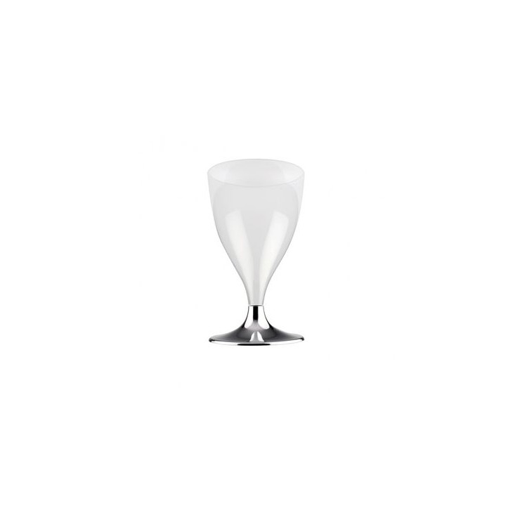 CALICE EASY CON GAMBO NICKEL CROMATO 200cc - Trasparente+ Gambo Metal - Confezione da 6 pezzi - Premium Quality - GOLD PLAST
