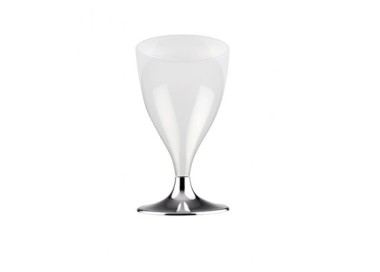 CALICE EASY CON GAMBO NICKEL CROMATO 200cc - Trasparente+ Gambo Metal - Confezione da 6 pezzi - Premium Quality - GOLD PLAST