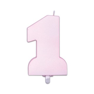 Candelina di cera  10 cm x 6 cm numero 1 di colore ROSA PERLA   pz 1