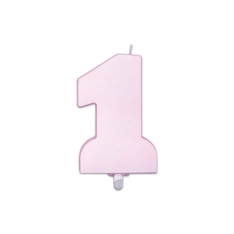 Candelina di cera  10 cm x 6 cm numero 1 di colore ROSA PERLA   pz 1