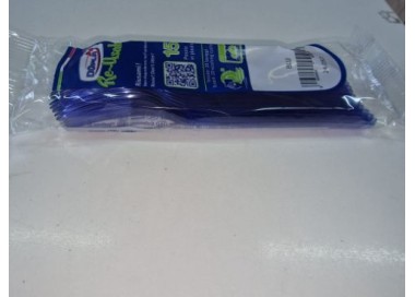 Forchetta  colore BLU in plastica RE-USABLE conf. da 15 pz  dimensione 18 cm
