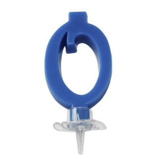 Candelina di cera  Mini numero 0 di colore Blù  pz 1