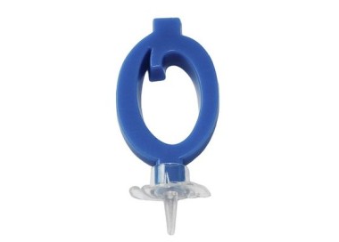Candelina di cera  Mini numero 0 di colore Blù  pz 1