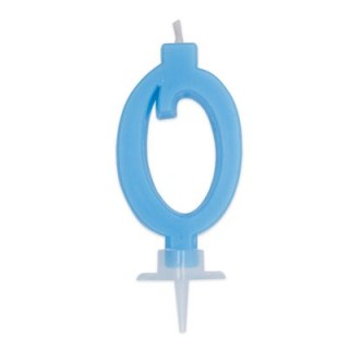 Candelina di cera  Mini numero 0 di colore Celeste   pz 1