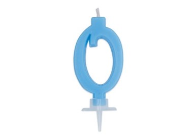 Candelina di cera  Mini numero 0 di colore Celeste   pz 1