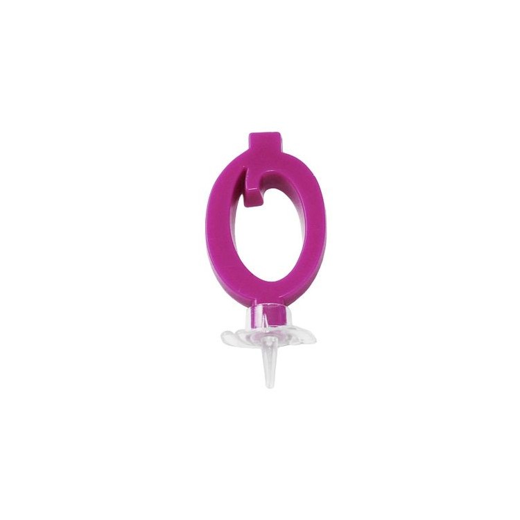 Candelina di cera  Mini numero 0 di colore Fucsia  pz 1