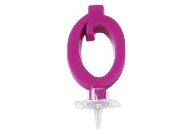 Candelina di cera  Mini numero 0 di colore Fucsia  pz 1