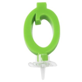 Candelina di cera  Mini numero 0 di colore Verde lime pz 1