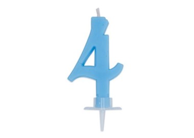 Candelina di cera  Mini numero 4 di colore Celeste   pz 1