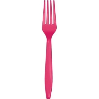 Forchetta  colore Fucsia in plastica RE-USABLE conf. da 15 pz  dimensione 18 cm