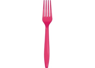 Forchetta  colore Fucsia in plastica RE-USABLE conf. da 15 pz  dimensione 18 cm