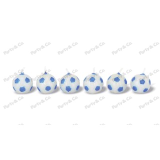 Candelina di cera a forma di pallone 2,2 Cm  di colore Bianco e Celeste    pz 6