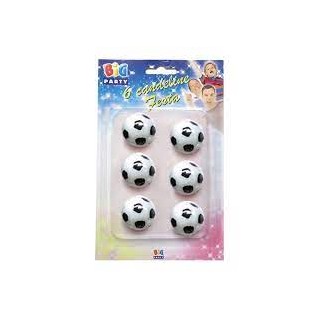 Candelina di cera a forma di pallone 2,2 Cm  di colore Bianco e Nero    pz 6