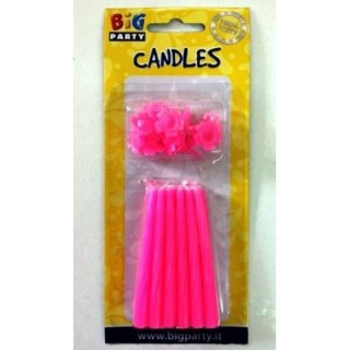 Candelina di cera Stelo a Spirale  8 Cm  di colore Rosa BIG PARTY pz 12