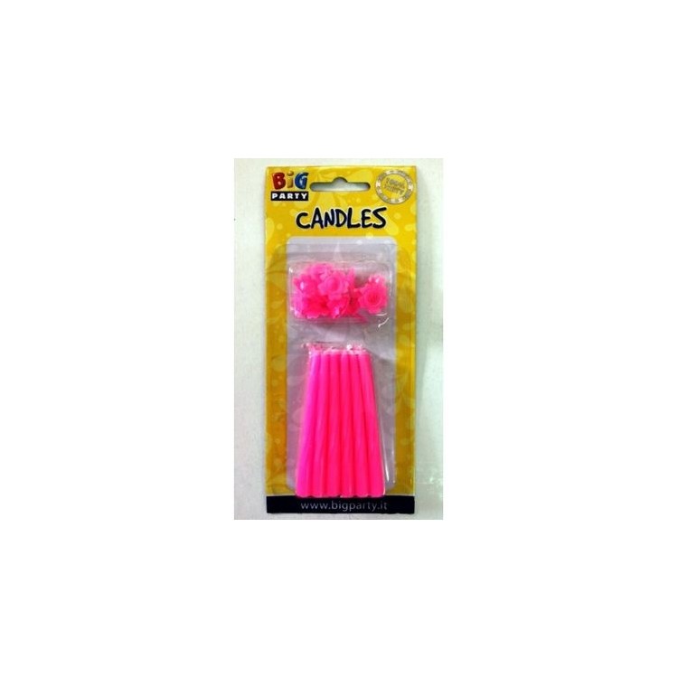Candelina di cera Stelo a Spirale  8 Cm  di colore Rosa BIG PARTY pz 12