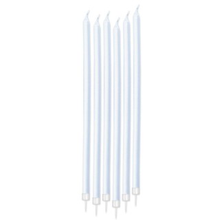 Candelina di cera Stelo lungo  15 Cm  di colore bianco  perlato    Pezzi  totale 6