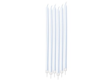 Candelina di cera Stelo lungo  15 Cm  di colore bianco  perlato    Pezzi  totale 6
