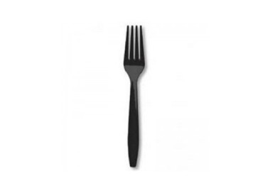 Forchetta  colore nero in plastica RE-USABLE conf. da 15 pz  dimensione 18 cm