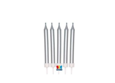 Candelina Matita di cera Stelo Medio   9 Cm  di colore Argento Metal   pz 5