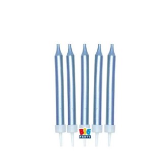 Candelina Matita di cera Stelo Medio   9 Cm  di colore Blù Metal   pz 5
