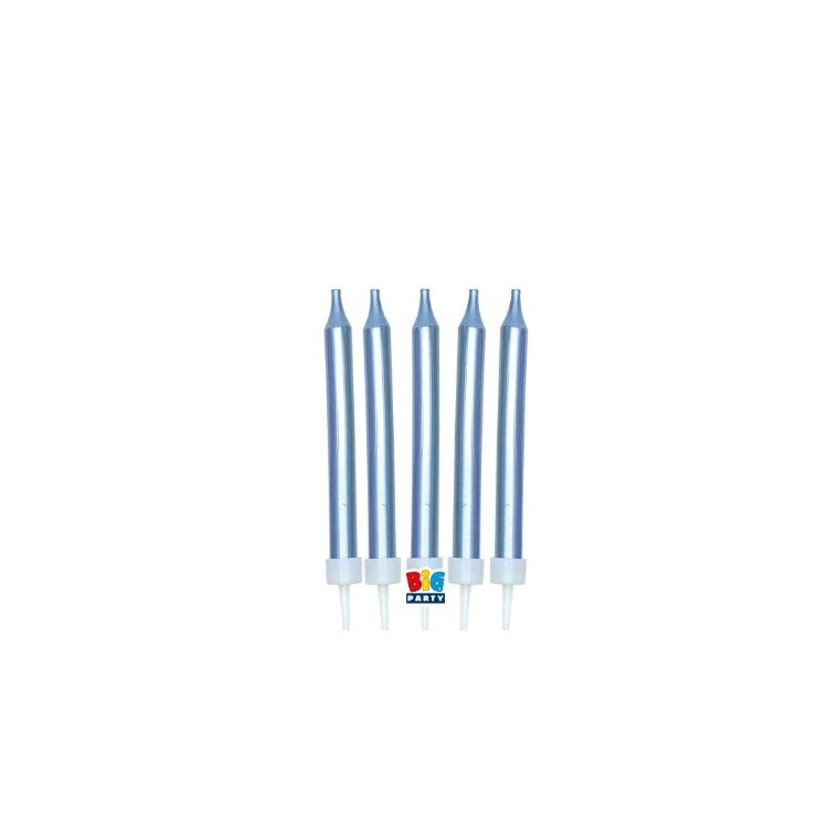 Candelina Matita di cera Stelo Medio   9 Cm  di colore Blù Metal   pz 5