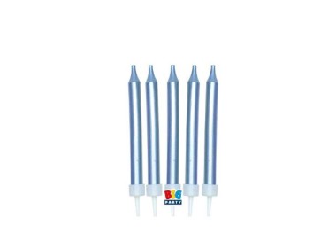 Candelina Matita di cera Stelo Medio   9 Cm  di colore Blù Metal   pz 5