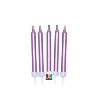 Candelina Matita di cera Stelo Medio   9 Cm  di colore Fucsia  Metal   pz 5
