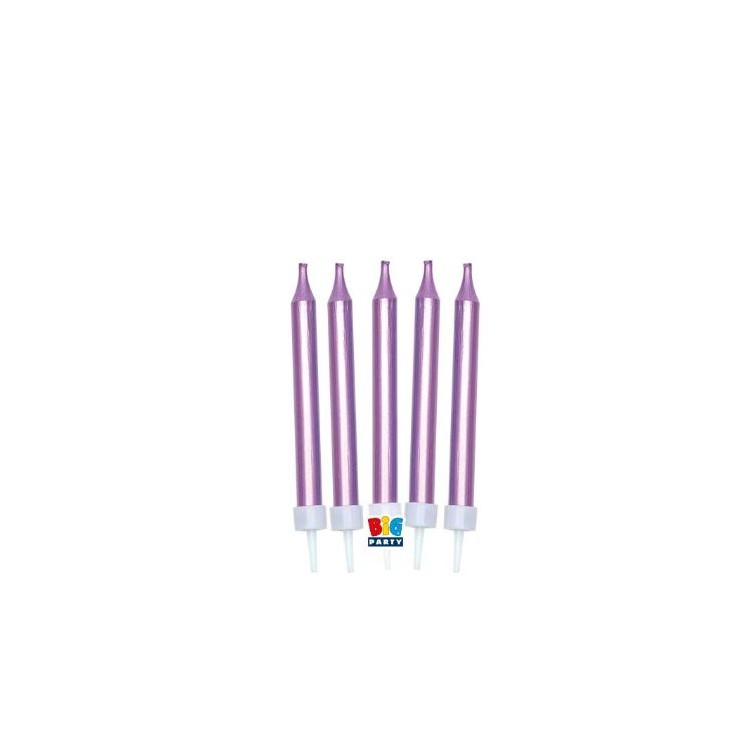 Candelina Matita di cera Stelo Medio   9 Cm  di colore Fucsia  Metal   pz 5