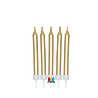 Candelina Matita di cera Stelo Medio   9 Cm  di colore Oro Metal   pz 5