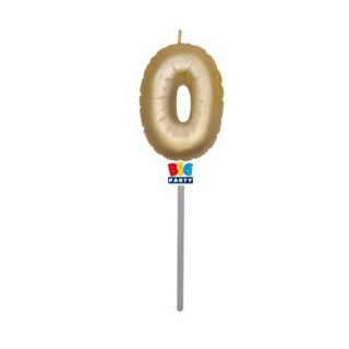 Candelina palloncino  numero 0 di cera  6 cm di colore Oro Metal   pz 1