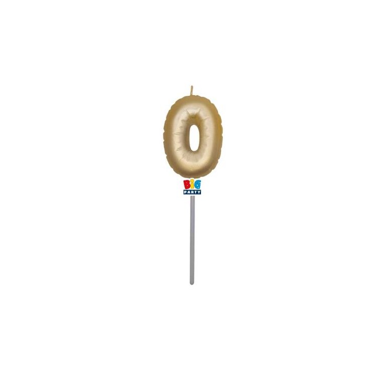 Candelina palloncino  numero 0 di cera  6 cm di colore Oro Metal   pz 1