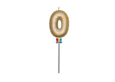 Candelina palloncino  numero 0 di cera  6 cm di colore Oro Metal   pz 1