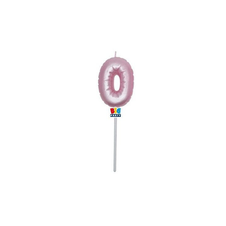 Candelina palloncino  numero 0 di cera  6 cm di colore Rosa Perla    pz 1