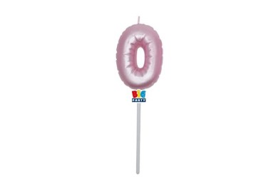 Candelina palloncino  numero 0 di cera  6 cm di colore Rosa Perla    pz 1