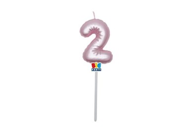 Candelina palloncino  numero 2 di cera  6 cm di colore Rosa Perla    pz 1