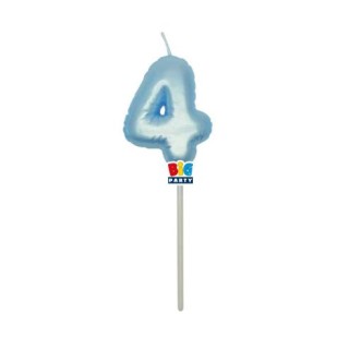 Candelina palloncino  numero 4 di cera  6 cm di colore Celeste  Perla    pz 1