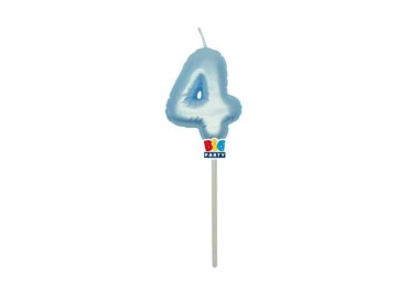 Candelina palloncino  numero 4 di cera  6 cm di colore Celeste  Perla    pz 1