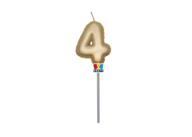 Candelina palloncino  numero 4 di cera  6 cm di colore Oro Metal   pz 1