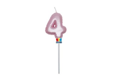 Candelina palloncino  numero 4 di cera  6 cm di colore Rosa Perla    pz 1