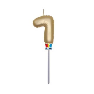 Candelina palloncino  numero 7 di cera  6 cm di colore Oro Metal   pz 1