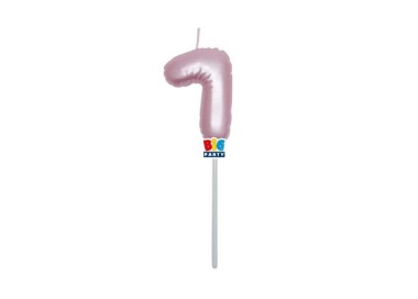 Candelina palloncino  numero 7 di cera  6 cm di colore Rosa Perla    pz 1