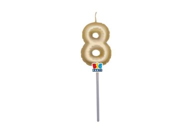 Candelina palloncino  numero 8 di cera  6 cm di colore Oro Metal   pz 1