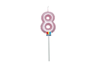 Candelina palloncino  numero 8 di cera  6 cm di colore Rosa Perla    pz 1