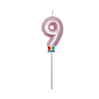 Candelina palloncino  numero 9 di cera  6 cm di colore Rosa Perla    pz 1