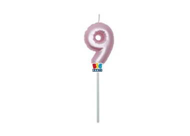 Candelina palloncino  numero 9 di cera  6 cm di colore Rosa Perla    pz 1