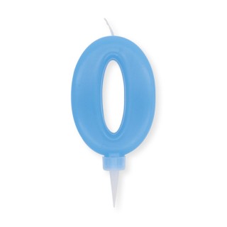 Candelina Plump Stondata  di cera  10  cm numero 0 di colore celeste     pz 1